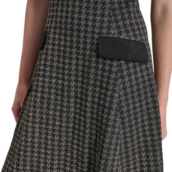 DKNY Jewel-Neck Short-Sleeve Fit & Flare Dress - Black/Charcoal NWOT Size 16 - Picture 3 of 5